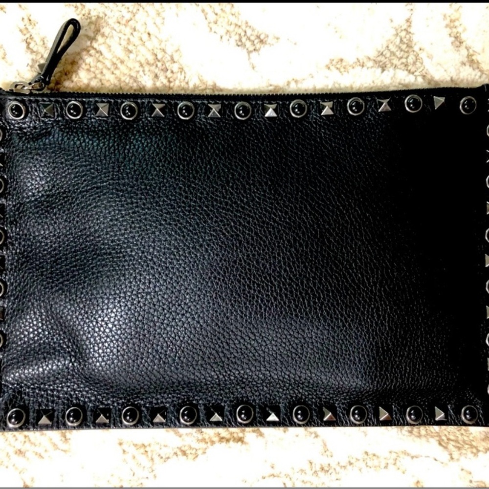 Valentino Rolling Rock Stud Black Studded Clutch